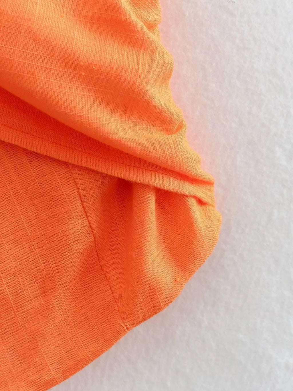 Foridol Cotton Linen Orange Ruched Crop Top Halter Sexy Backless Summer Autumn White Beach Tank Top Camis Cross Sexy Top