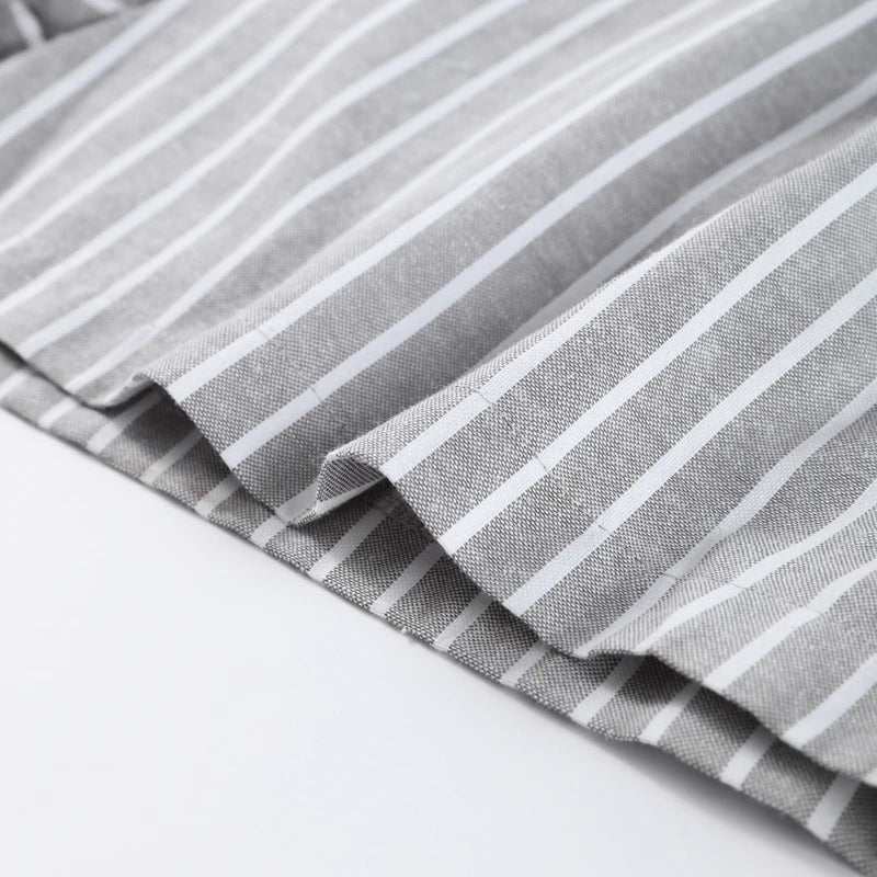 Casual Striped Lace Up Women Shorts Suits Lapel Half Sleeve Single Breasted Shirt Wide Leg Shorts 2025 Summer New Chic Lady Sets