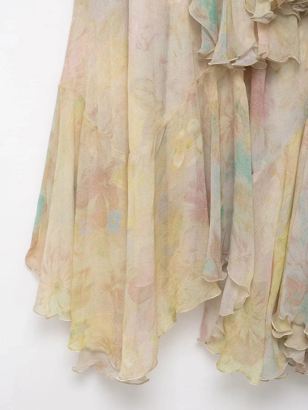 Vintage Flower Print Long Skirts Women High Waist Ruffles Chiffon Cake Skirts 2025 Autumn New Boho Chic Party Pleated Skirts