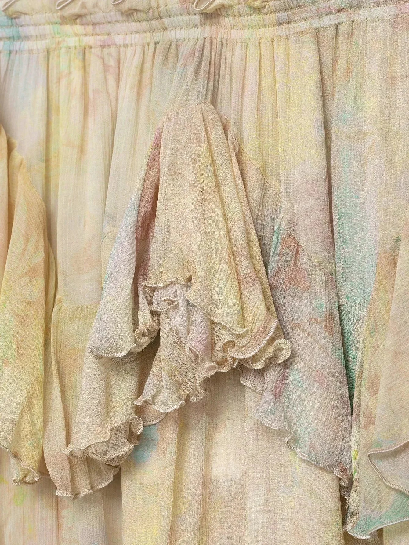 Vintage Flower Print Long Skirts Women High Waist Ruffles Chiffon Cake Skirts 2025 Autumn New Boho Chic Party Pleated Skirts