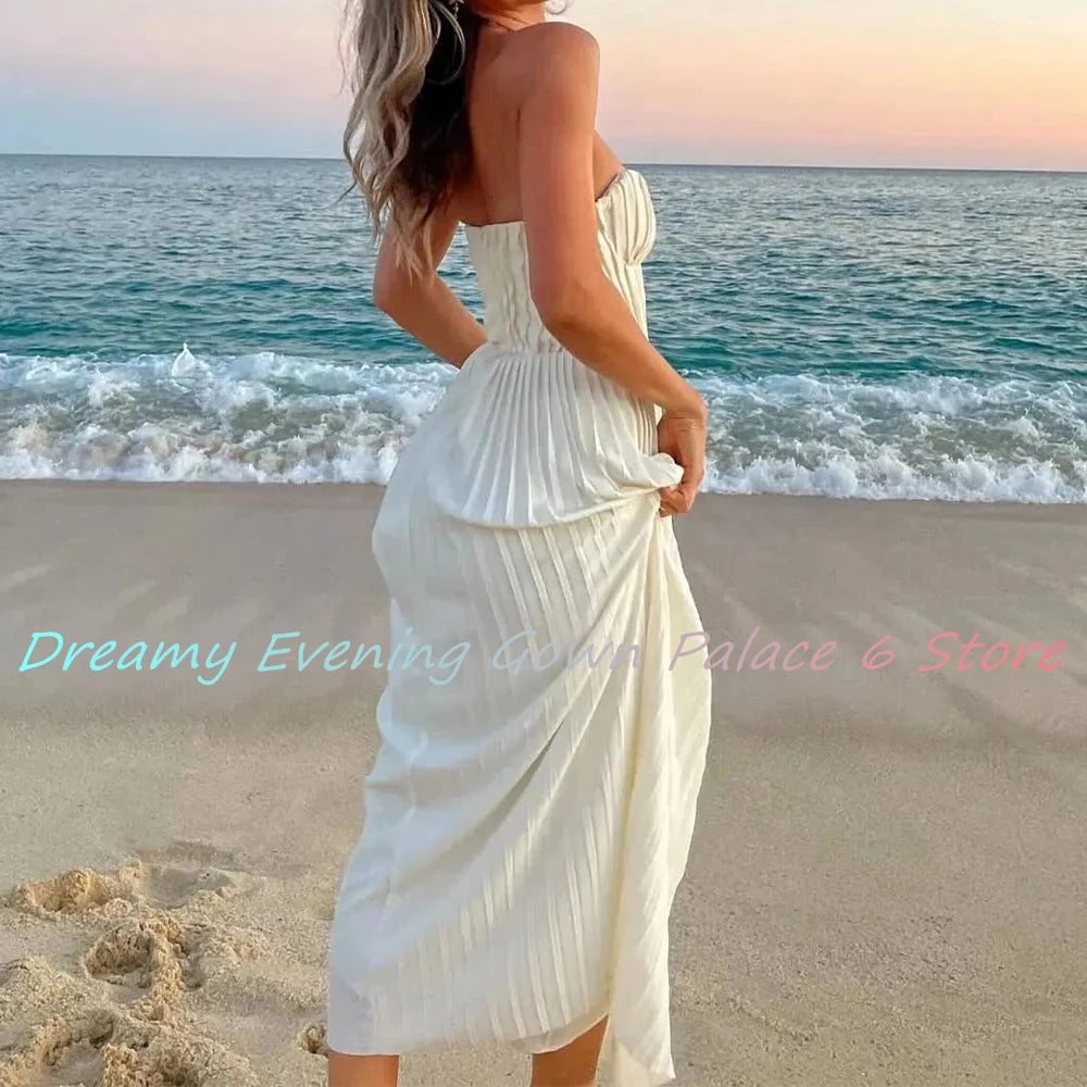 Customized  Temperament Chiffon A-Line Evening Dress Sexy Floor Length Sweetheart Sleeveless vestidos para mujer