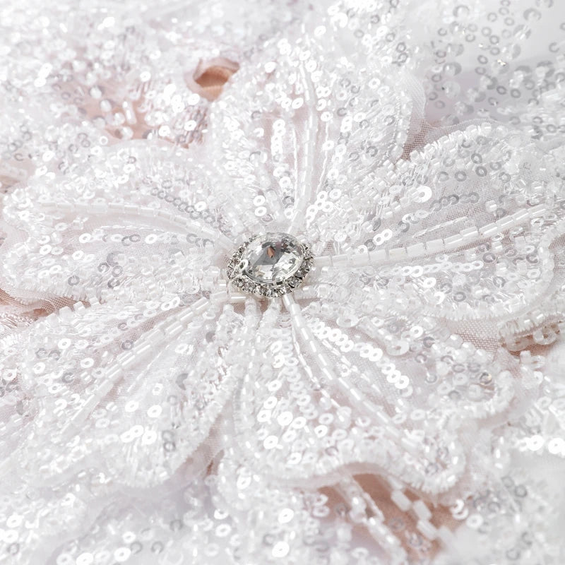 Sexy 3D Flower Vest Skirt Sets Women Slim Sequin Lace Up Crop Tops High Split Long Skirts 2025 Summer Lady Vacation Outfits