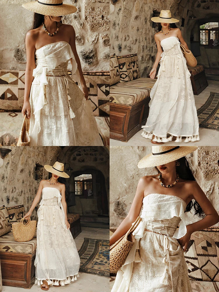 TIYIHAILEY Long Maxi Skirt for Women, Lace Tassels Skirts, High Quality, Spring, Summer, Two Way To Wear New Fashion, 2025