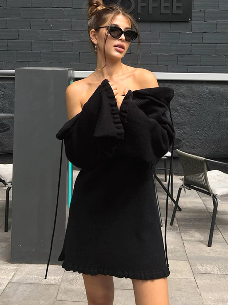 2025 Women Ins Style Sexy Backless Neck-hanging Long Sleeve Fishtail Dress Knit Beachwear Summer Swimsuit Bikini Cover-ups A2825