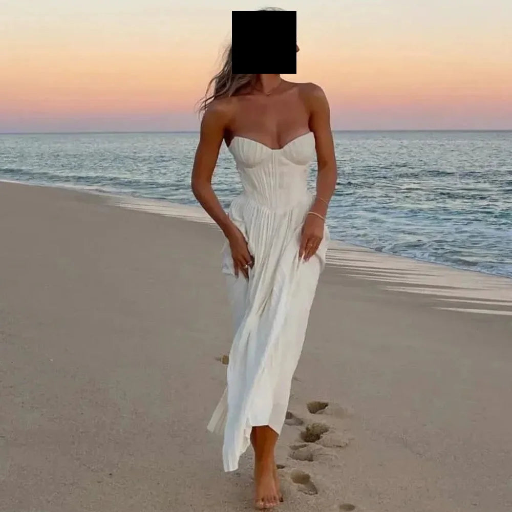 Customized  Temperament Chiffon A-Line Evening Dress Sexy Floor Length Sweetheart Sleeveless vestidos para mujer