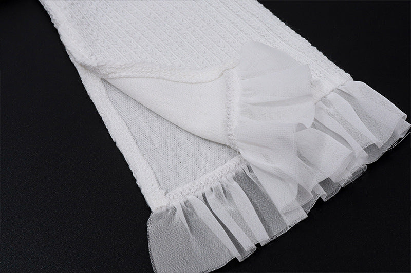 Imcute Sheer Silky Women 2 Piece Set Lace-Up Tassel Flared Sleeve Crop Top+Sexy Low-Waist Tierred Skirt Party Street Outfits