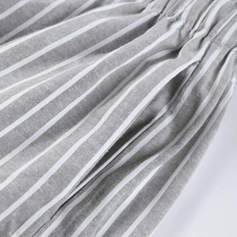 Casual Striped Lace Up Women Shorts Suits Lapel Half Sleeve Single Breasted Shirt Wide Leg Shorts 2025 Summer New Chic Lady Sets