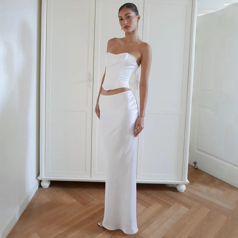 Fashionable And Sexy All-Match Hip Wrap Satin Skirt Women's Solid Color Elegant Long Pattern Hip Wrap Dress Floor-Length Dress