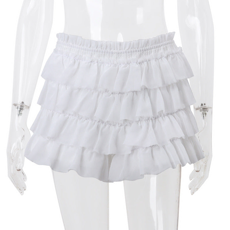 Imcute Sheer Silky Women 2 Piece Set Lace-Up Tassel Flared Sleeve Crop Top+Sexy Low-Waist Tierred Skirt Party Street Outfits