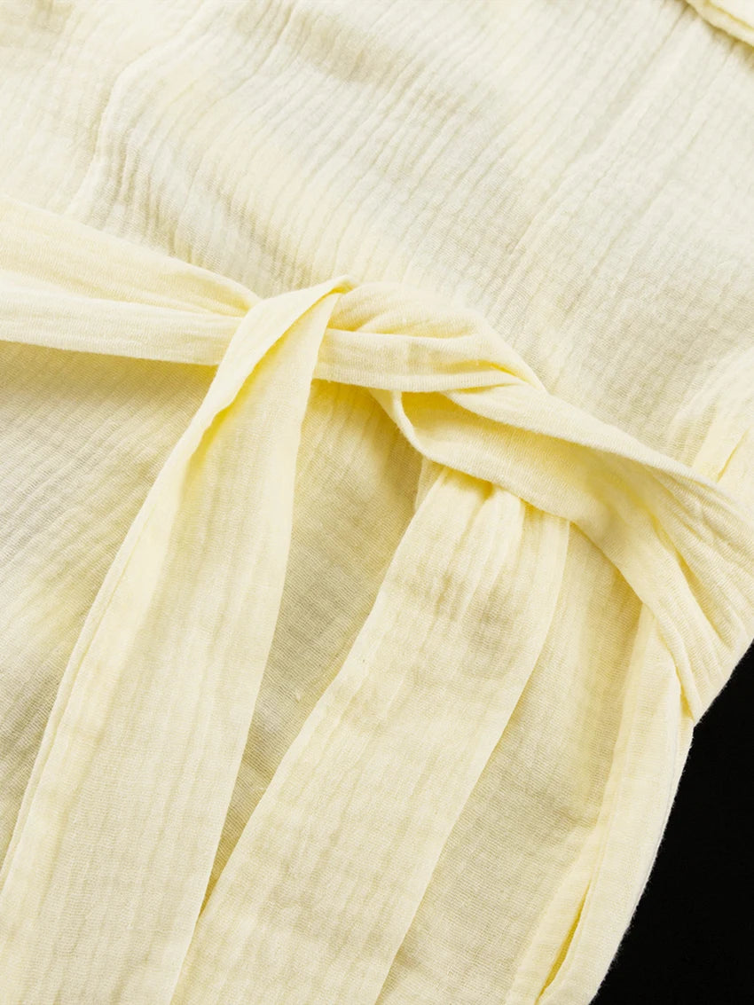 Marthaqiqi Cotton Ladies Nightgown Lace Up Robe Long Sleeve Nightwear Long Sleeve Bathrobe Mid-Calf Dress Home Clothes For Women