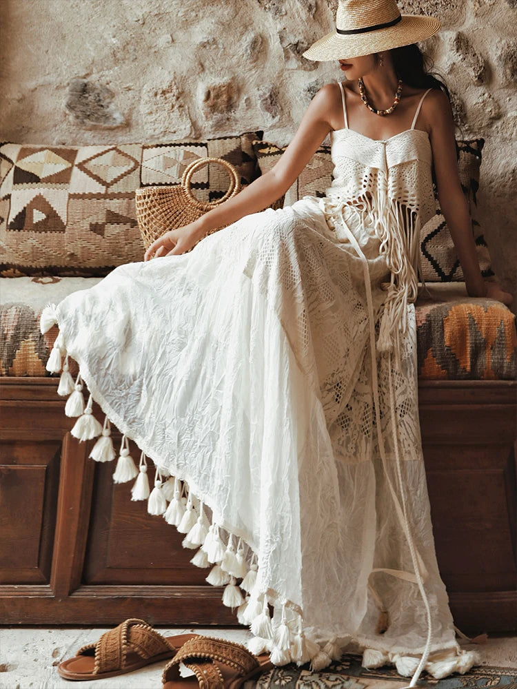 TIYIHAILEY Long Maxi Skirt for Women, Lace Tassels Skirts, High Quality, Spring, Summer, Two Way To Wear New Fashion, 2025