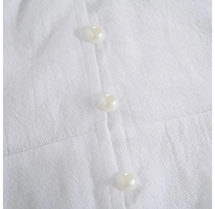 Womens Dresses 2024 Summer New Solid Color Elegant Temperament Short Sleeve Bubble Sleeves Fashion Sweet High Split Long Dress