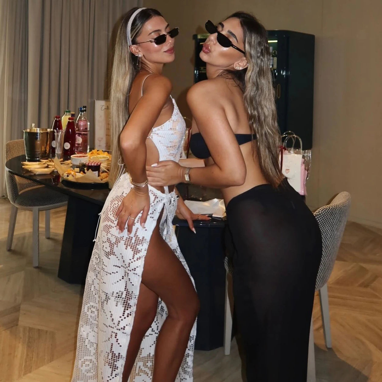 2Pcs Halter Swimsuit With Lace Skirt Sexy Women Bikini Hollow Swimwear Push Up Biquini Female Bathing Suit Slimming Beachwear