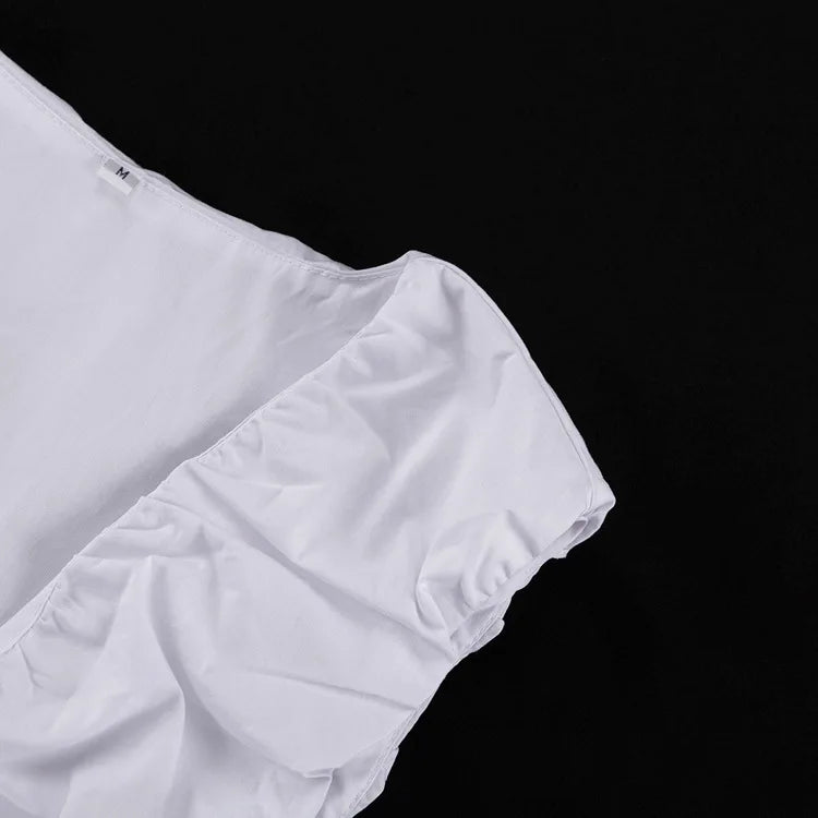 DSMTRC Fashion Long Skirt Suits Ladies Solid Outfits V-Neck Cropped Top And Patchwork White Pleated Maxi Women Skirt 2 Piece-Set