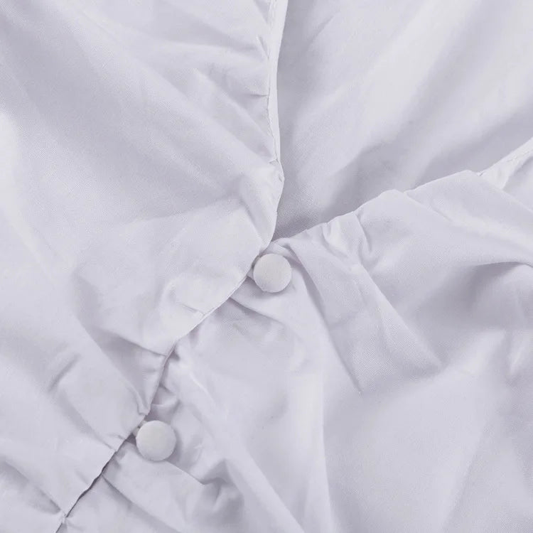 DSMTRC Fashion Long Skirt Suits Ladies Solid Outfits V-Neck Cropped Top And Patchwork White Pleated Maxi Women Skirt 2 Piece-Set