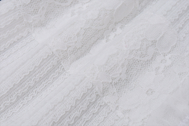 Imcute Sheer Silky Women 2 Piece Set Lace-Up Tassel Flared Sleeve Crop Top+Sexy Low-Waist Tierred Skirt Party Street Outfits