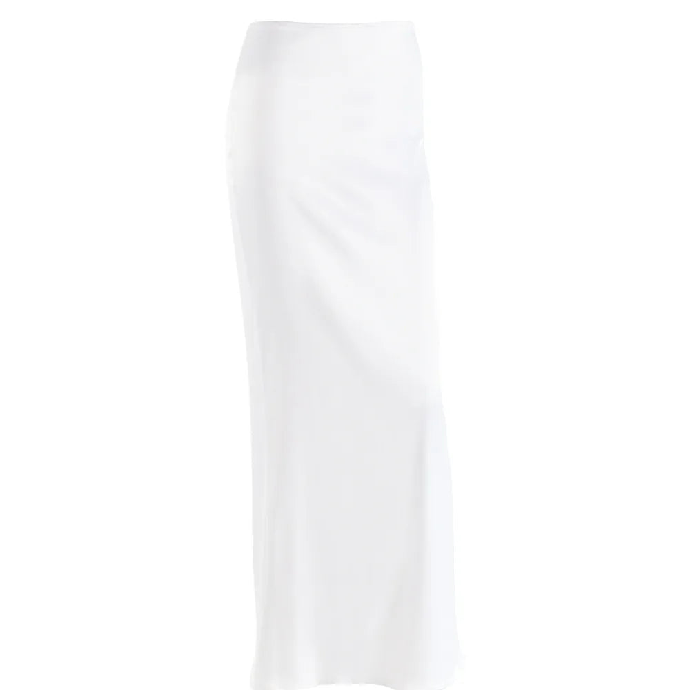 Fashionable And Sexy All-Match Hip Wrap Satin Skirt Women's Solid Color Elegant Long Pattern Hip Wrap Dress Floor-Length Dress