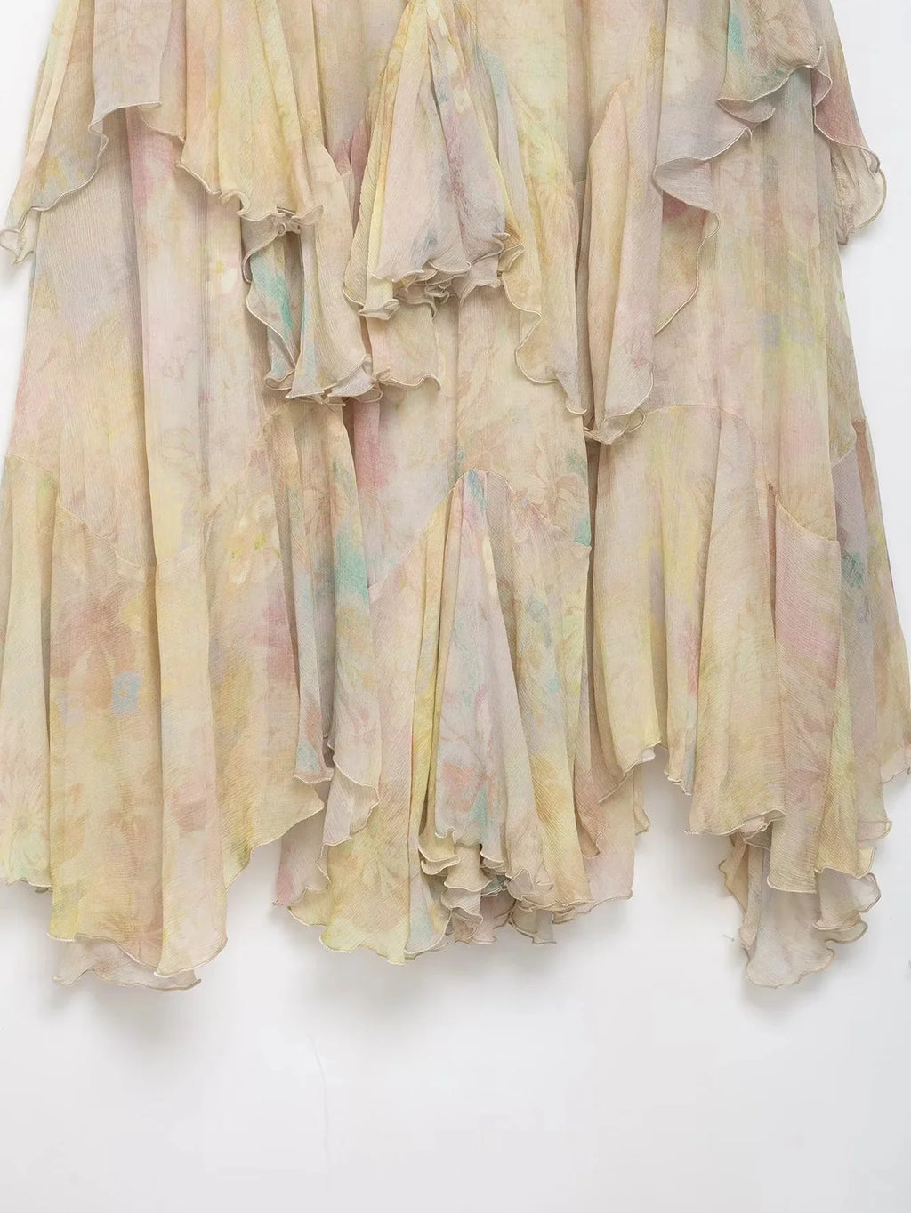 Vintage Flower Print Long Skirts Women High Waist Ruffles Chiffon Cake Skirts 2025 Autumn New Boho Chic Party Pleated Skirts