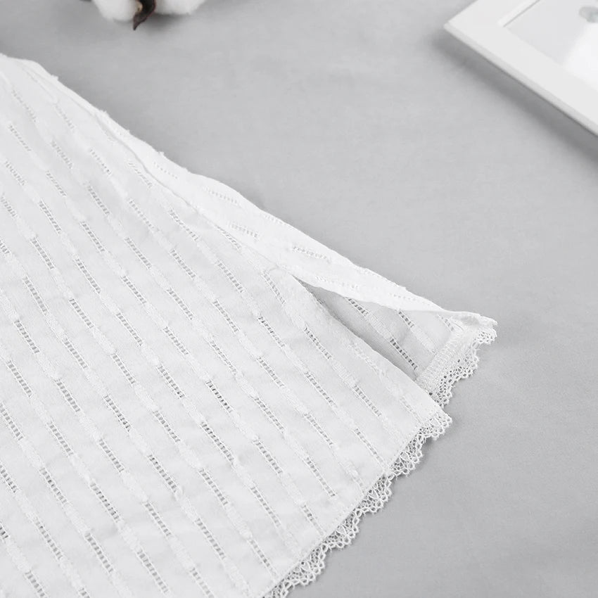 HiLoc 2025 Elegant Lace Short Robe Summer Casual Sleeveless White Dress Sleepwear Female Home Solid Lace-Up Robe Spring Pajamas