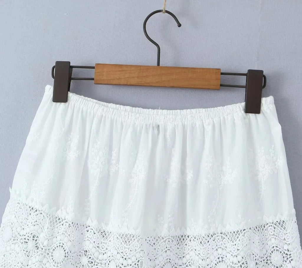 Lace Up Crop Top Skirt Sets For Women Off Shoulder Backless Vestidos Hollow Out Long Skirt 2025 Spring Summer Top Skirt Outfits