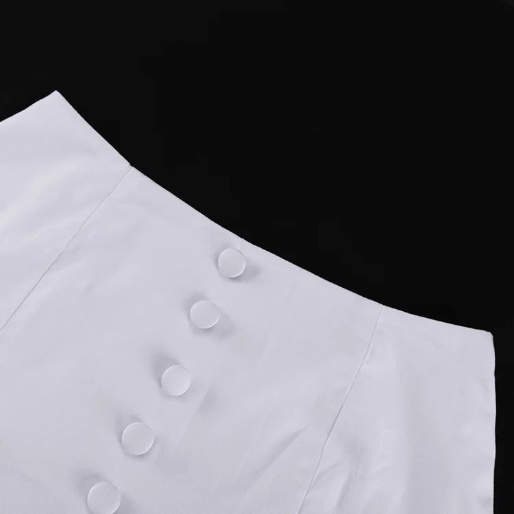 DSMTRC Fashion Long Skirt Suits Ladies Solid Outfits V-Neck Cropped Top And Patchwork White Pleated Maxi Women Skirt 2 Piece-Set